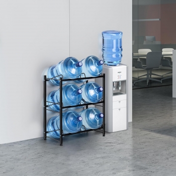6+Gallon+Water+Bottle+Holder+3+Tier+Water+Cooler+Jug+Rack+for+6+Bottles+Heavy+Duty+Detachable+Water+Bottle+Storage+Rack+for+Home+Office%2C+Black